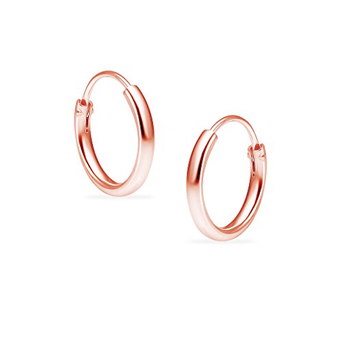 Piercings de aro de alta calidad en plata de ley chapada en oro rosa, para cartílago de la nariz o labios, 10 mm