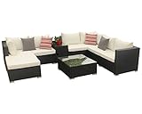 Sehr bequeme 8 cm starke Sitzpolster, extra starke 18 cm Rückenpolster, maximaler Sitzkomfort, Bezüge Schmutz- und Wasserabweisend, abnehm- und waschbar. Die Dekokissen sind nicht im Lieferumfang enthalten, können aber separat bestellt werden.