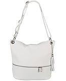  Freyday Echtleder Schultertasche in vielen Farben und verstellbarem Gurt Umhängetasche (Weiß)