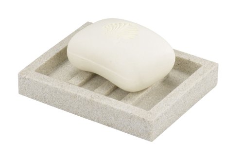 WENKO 18168100 Seifenschale Vico - Seifenschale, Sand-Optik, Polyresin, 12.2 x 2 x 10 cm, Beige