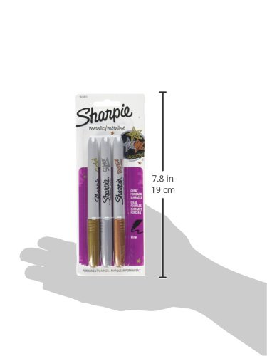 Sharpie Metallic Fine Point Permanent Markers 3/Pkg-Gold, Silver & Bronze - 8