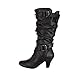 Produktbild RYTEJFES Stiefeletten Damen High Heels Einfarbig Elegant Cowboy Boots Halbhohe Spitze Zehen Kniehohe Stiefel Mode Waterproof Winterstiefel