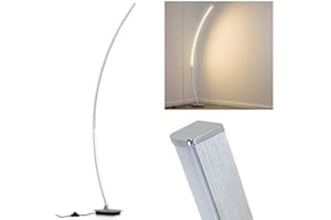 HOFSTEIN Lampadaire LED Nagu aux finitions aluminium brossé, luminaire courbe au design futuriste, de 11 Watt produisant 1100 Lumen, avec interrupteur sur le câble