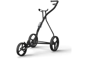 GOLF PRODUCTS DIRECT Wishbone One Megalite Golf Trolley Foldable Trolley 3 Wheels Trolley for Golf Golf Bag – Super Light and Easy Foldable – Tri Cart 3 Wheel System – Flexible for All Bags & Golf Sets (Charcoal-Black)