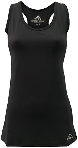 Womens Ladies Tank Top Sports Vest Sleeveless Top Tee Cool Dry Moisture Wicking Racer Back Stretch Athletic Fitness Active (Large, Black)