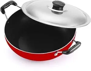 HOMEST Aluminium Non Stick KADAI with Steel LID (2 Litre)