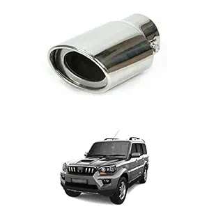 PRIKNIK Silencer Tip Exhaust Pipe Car Stainless Steel Rear Muffler Tip Tail Muffler Tip Pipe Adjustable Car Decoration Exhaust Tip Tailpipe Compatible with Scorpio
