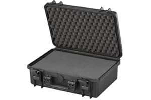 TomCase wasserdichter Outdoor Case 47x37x18 cm mit Rasterschaumstoff/Würfelschaumstoff; IP67 Transportkoffer (Schwarz)
