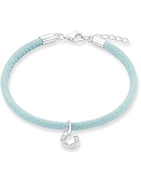 s.Oliver Kinder-Armband Mädchen Hufeisen 925 Silber rhodiniert Leder 18 cm-2012808
