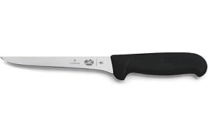 Victorinox Fibrox, Coltello per disossare, Coltello da Cucina Affilato, per Carne e Pollame, 15 cm, Lama Dritta, Rigido, Acciaio Inossidabile, Nero