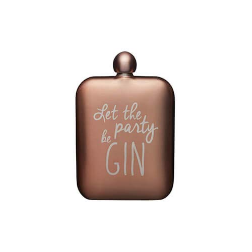 BarCraft175ml Stainless Steel Pink Hip Flask Let The Party Be Gin