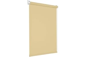Victoria M. Tenebra Tenda a Rullo Oscurante, Montaggio con e senza Fori, Avvolgibile, Beige, 60 cm x 220 cm (Larghezza x Altezza)
