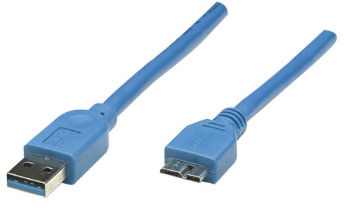Manhattan SuperSpeed USB Anschlusskabel (A-Stecker /Micro-B-Stecker) 3 m blau