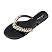 Produktbild friendGG Perle Mode Flip Flops Damen,BöHmen Stil Outdoor Strand Hausschuhe Sommer Rutschfeste Indoor Hause Slippers Zehentrenner Damen Mit Blume Clip-Zehen-Flip-Flops LäSsige Strandschuhe(Schwarz,39)