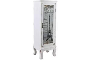 PALAZZO INT Armario de Columna Shabby Chic Armario parís Torre Eiffel Gabinete Cristal Palazzo Exclusivamente, 93 x 30 x 26 cm.