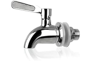 QINGHEC 1 Pieces Universal Water Dispenser Tap Replacement, 304 Stainless Steel Push Type Dispenser Faucets for Hot Cold Water Beer Wine Juice Bottle Bucket, Silver,16mm-1pcs