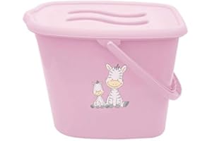 BUYONLINEFORBABY Baby Nappy Changing Dispose Diapers Laundry Waste Bin Storage Container with Lid Bathtub Water Bucket 12L (Zebra Pink)