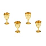 Material: Metall 4 Gläser Glas Weinglas Kelch Becher Weinbecher Küche Miniatur für - Puppenstube Küche - Gold, /