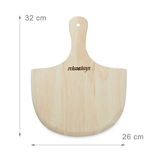 Relaxdays Pizzastein Set 1 cm Stärke mit Metallhalter und Pizzaschieber aus Holz HBT 4 x 32 x 32 cm runder Brotbackstein für Pizza und Flammkuchen mit Pizzaschaufel für Pizzaofen, natur - 4