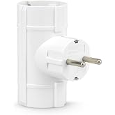 Garza - Dual Side Adapter (2 Schuko sockets) | Double Thief Plugs with Ground Socket | Child Protection | White