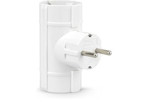 Garza Power - Adaptador Doble Lateral (2 Tomas Schuko) con toma de Tierra, formato Blíster, color Blanco