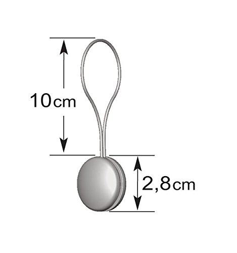 Magnet Clip – Dekomagnet – Ø 28 mm mit Drahtschlaufe – z.B. zum Raffen von Gardinen, Chrom matt - 6