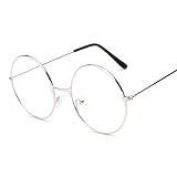 Unisex Rund Gläser Metall Frame Sommer Retro Clear Lens Vintage Geek Übergroße eyelasses