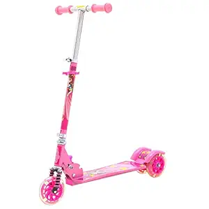 Dhairya Skate Scooter for Kids 3 Wheel Lean to Steer 3 Adjustable Height with Suspension for Babies/Children's Boys & Girls-(Pink) (Cartoon Print May Vary)