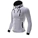Produktbild OdeJoy Herren Herbst Winter Langeärmel Taste Schlank Sweatshirt Beiläufig Reißverschluss Tops Draussen Freizeit Einfarbig mit Kapuze Mantel Persönlichkeit Pullover (Weiß,L)