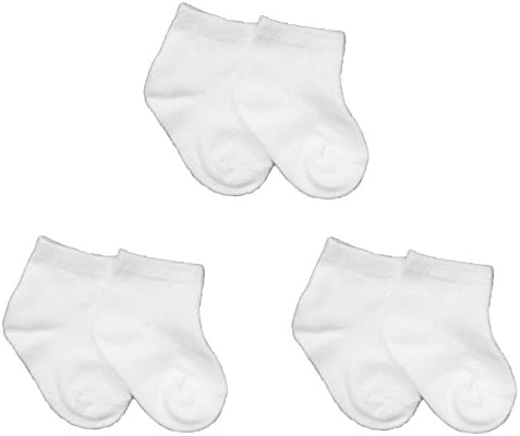 Baby Boys/Girls Cute Socks 3 PAIRS - Plain White (UK 0-0 / EUR 16-16)
