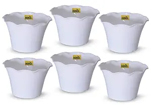 HINS 13 inch Lotus Pot With Set of 6 For Indoor And Outdoor Gardening (White, 6) Gamla For Garden 12 Inch I 12 Inch Pots For Plants I Pots For Plants I Succulent Pot Empty I Plastic Tub For Gardening I Flower Pots For Garden Big Size 12 I Falawar Pot For Garden I Fiber Gamla I Plastic Pot I 12 Inch Pot I Flowwr Pot I Flowee Pots