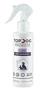 Top Dog Pet Sanitizer & Deodorizer, Lavender - Kills 99.9% Germs, Anti Microbial, No Alcohol, Vet Approved, Contains Vitamin E, Aloe Vera & Pure Bulgarian Lavender Oil, 250 ml