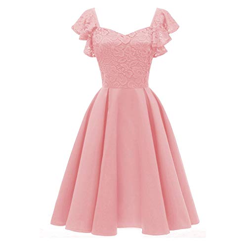 Robe de Cocktail,Femme Vintage Princess Floral Dentelle Col V Party Soirée Robes Bringbring