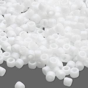 50 Grams Opaque Matte White, (Db351) Delica Myiuki 11/0 Tube Cut Round Seed Bead Approx 10,000 Beads by DELICA