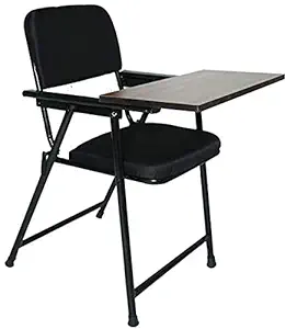 Avvic Mart Metal Folding Student Chair with Writing Pad for Work from Home Study (Brown)