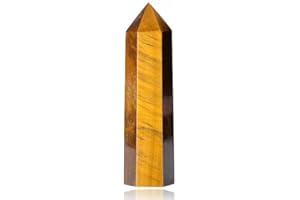 GUJOXILA 9-10 cm Tiger's Eye Large Crystals Tower Healing Stone Rock Crystal Gemstones Rod Towers Hexagonal Point Rods Point Rod Healing Meditation Energy Reiki
