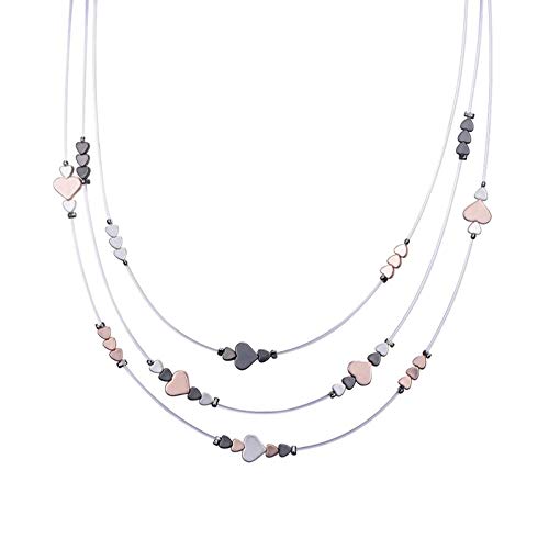 Preisvergleich Produktbild XZZZBXL DamenhalsketteAngelschnur Halskette 3 Ebenen Unsichtbar Kette Rose Gold Anhänger Erklärung Halsketten Schmuck Für Frauen Collares