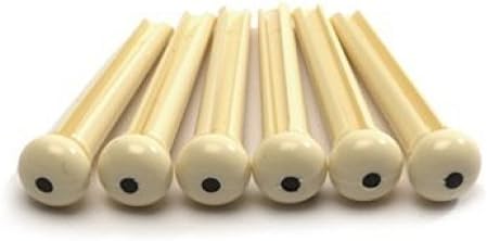 Pack of 6 Bridge Pins for Acoustic Guitar (Cream with Black inlay)
