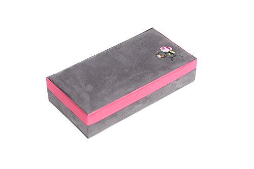 Aufbewahrung/Kiste für Ohrringe, Rosen-Design, Rosa und Grau, 21 Fächer - 4