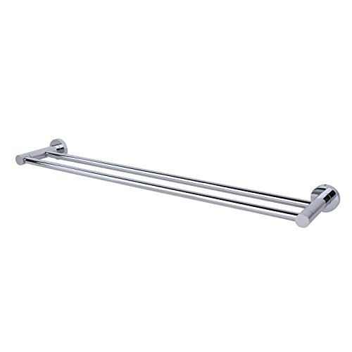 Amzdeal Bad-Accessoires Handtuchstange (zweifach) aus hochwertigem Edelstahl und verchromten Messing matt gebürstet bis 25kg Belastbar - 4