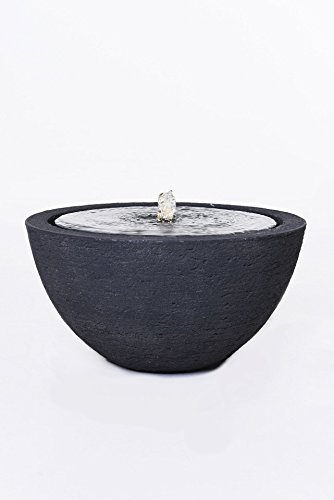 Brunnenschale Zimmerbrunnen Brunnen Gartenbrunnen Zierbrunnen Springbrunnen rund Fiberglas "Vaso" Ø40 cm, Anthrazit