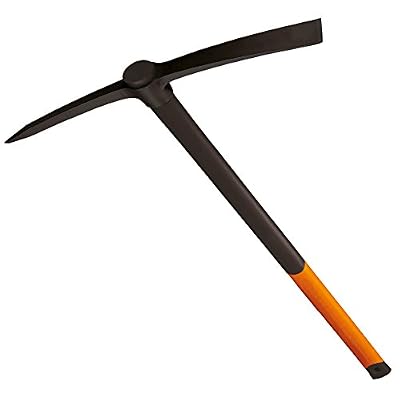 Fiskars Pioche forgée de jardin à douille ovale, Longueur: 90 cm, Poids: 2,95 kg, Tête en acier au carbone forgée/Manche résistant en fibre de verre, Noir/Orange, 200, 1001733