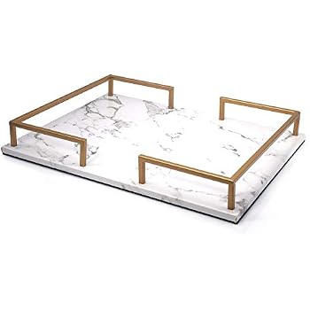 Plateau Rond Doré 45cm - Décoration Métal Finition Laiton Mat, Pour Salle De Bain, Table, Support De Plantes