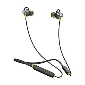 Infinity (JBL) Glide 120, in Ear Wireless Earphones with Mic, Deep Bass, Dual Equalizer, 12mm Drivers, Premium Metal Earbuds, Comfortable Flex Neckband, Bluetooth 5.0, IPX5 Sweatproof (Black&Yellow)