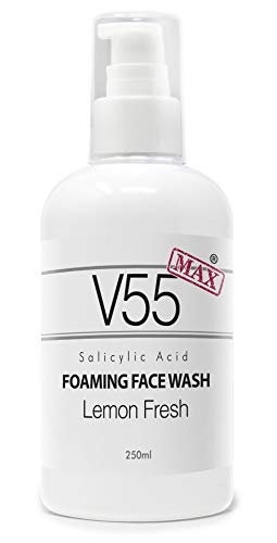Limpiador Facial V55 MAX con Ácido Salicílico para el Tratamiento de Manchas Puntos Negros Rojeces e Imperfecciones de la Piel - Apropiado y Seguro para las Personas Propensas al Acné - 250 ml