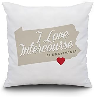 I Heart Intercourse, Pennsylvania - Sentiment - Gray (20x20 Spun Polyester Pillow Case, Custom Border)