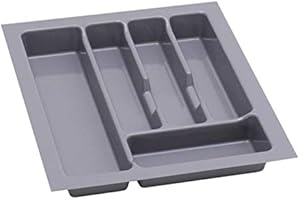 ALUSFERA Portaposate da Cassetto 45cm - Universale Organizer Cassetti Cucina - Porta Posate Cucina Cassetto - Divisori per Cassetti Cucina - Durevole Portaposate da Cassetto 380x430mm - Argento