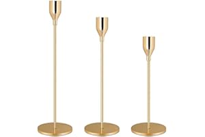 SHJOEE 3 Pcs Candelabro de Metal Candelabro Cónico Oro Portavelas Estilo Europeo Candelabro Decorativo Moderno para Mesa Candelabro de Boda para Regalo de Cumpleaños de Navidad Decoración del Hogar
