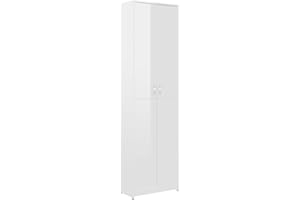 vidaXL Hallway Wardrobe High Gloss Living Room Clothes Storage Cabinet Bedroom Closet Cupboard Organiser Unit Furniture White Chipboard