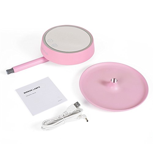 GraceU LED Kosmetikspiegel,Rosa intelligente Schalter Helligkeit wiederaufladbare 3-in-1 LED beleuchtete Make-up/Kosmetik Eitelkeit Spiegel Tisch Lampen H-DL-02 - 7